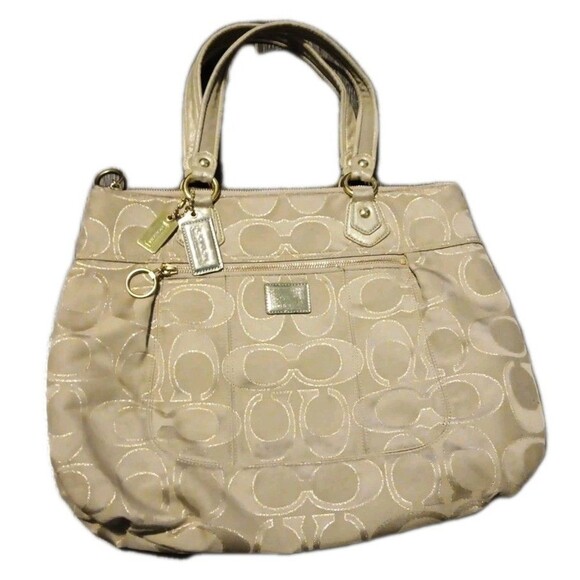 Coach Signature Logo Poppy Lurex Glam Glitter Sateen Tote Bag H1 193 17890 - Picture 1 of 13